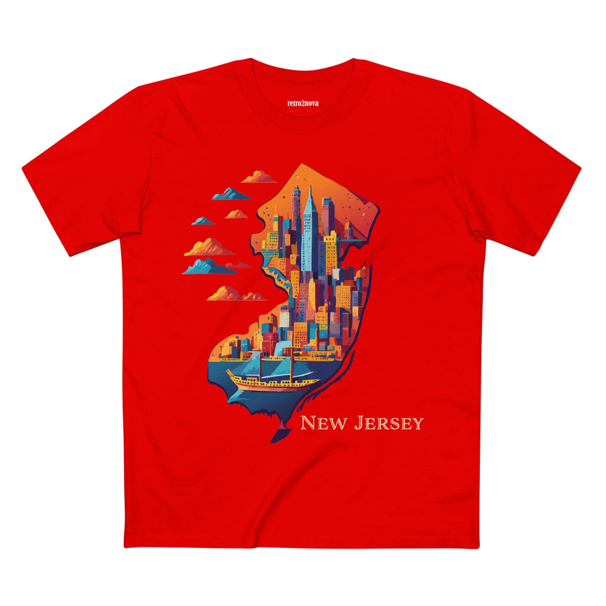 New Jersey Skyline silhouette T-Shirt | State Outline Cityscape Tee