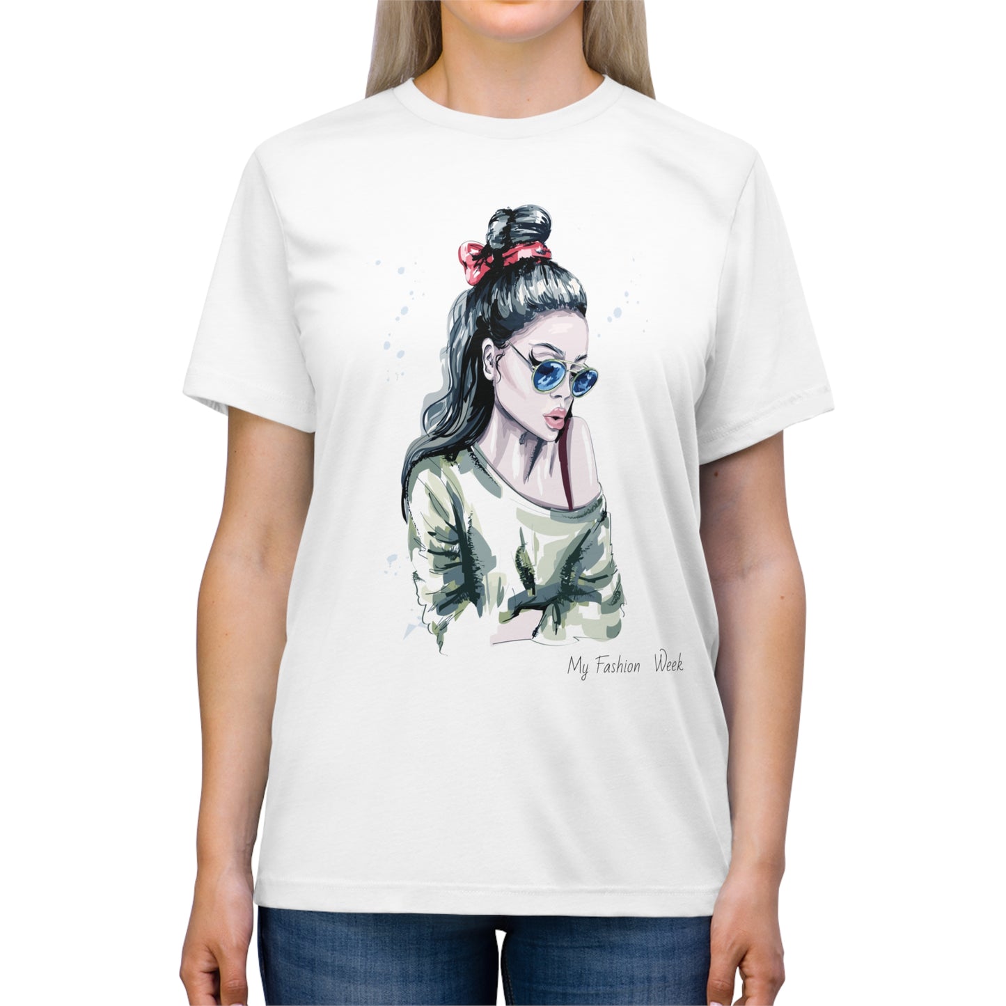 T-shirt tri-mélange avec motif artistique