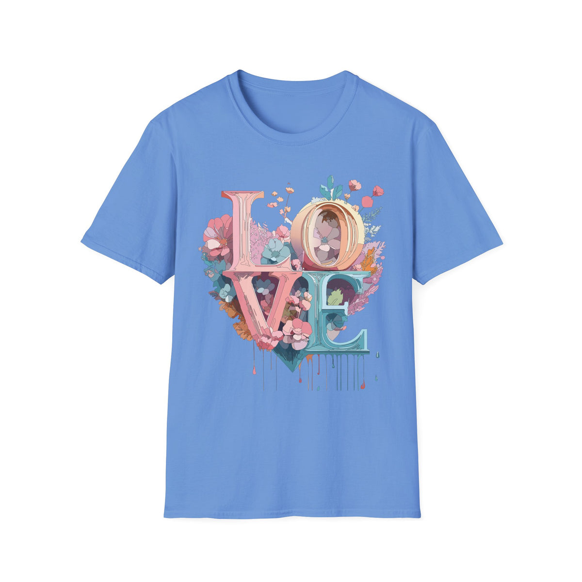 Floral LOVE typography T-Shirt | Pastel botanical letters tee