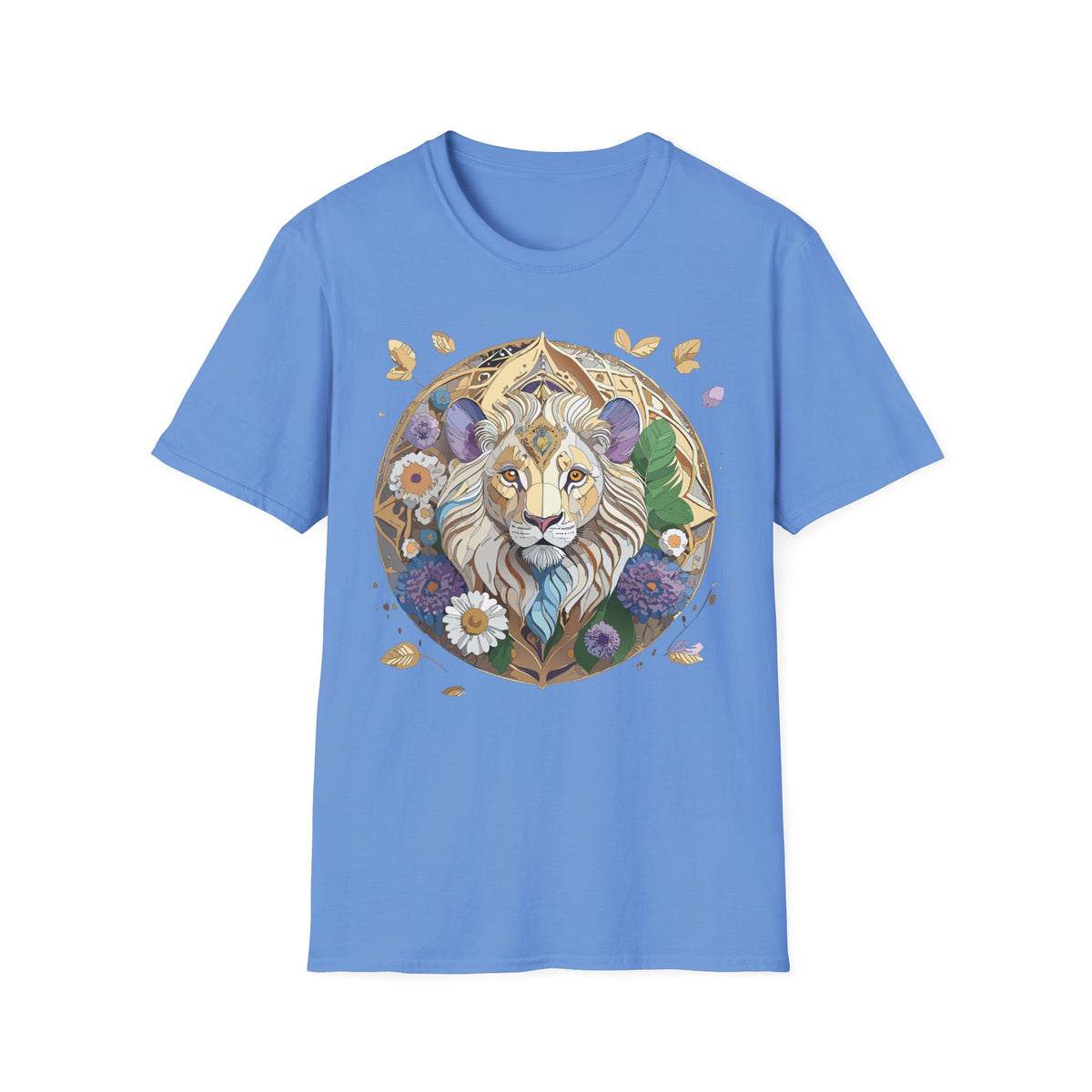 Floral Lion Illustration T-Shirt | Boho Mandala Lion Tee