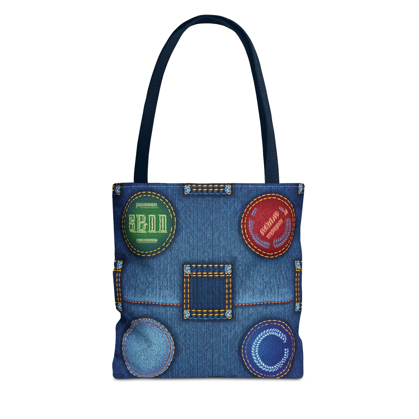 Denim Fabric Imitation Print Unisex Canvas Bag Poly Spun 3 Sizes Tote Bag 141