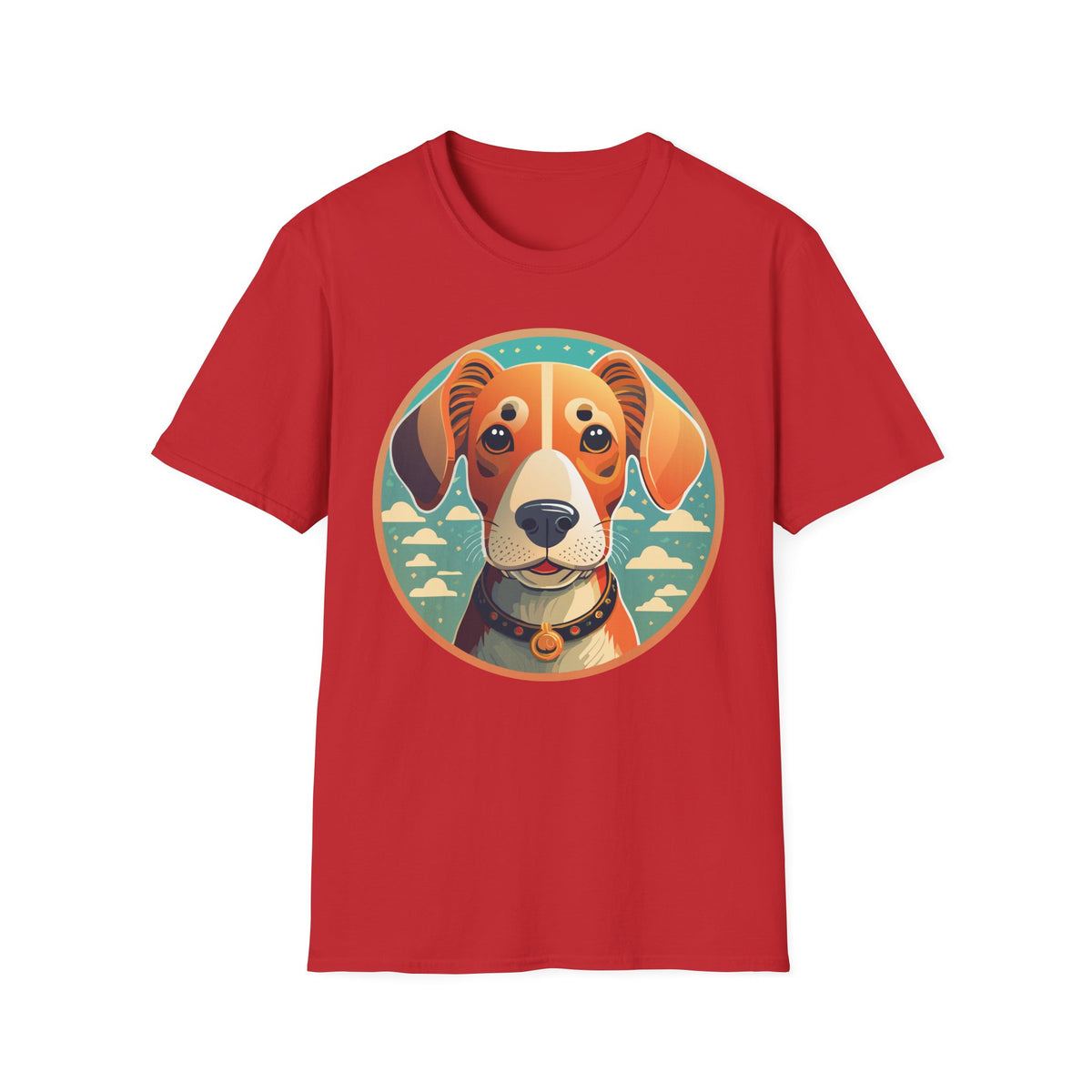 Beagle Portrait T-Shirt | Cute Dog Face Illustration, Retro Circle Pet Tee
