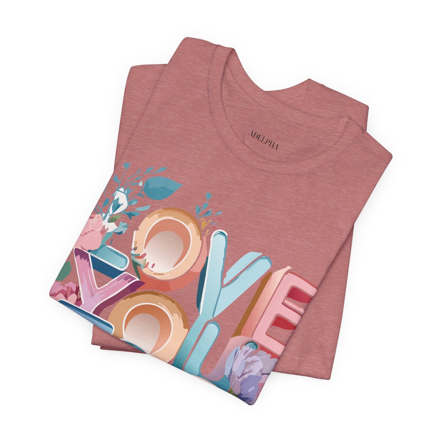Valentine Day Graphic Unisex 100 Cotton Vintage Artwork with Love and Flower Design Tee 39
