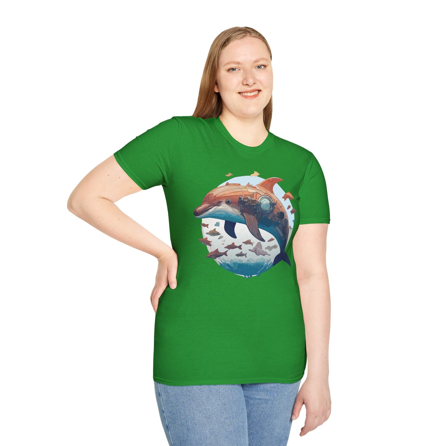 Unisex Dolphin Shirt Softstyle Tee Gildan 64000 Ring Spun Cotton Animal Graphic Design