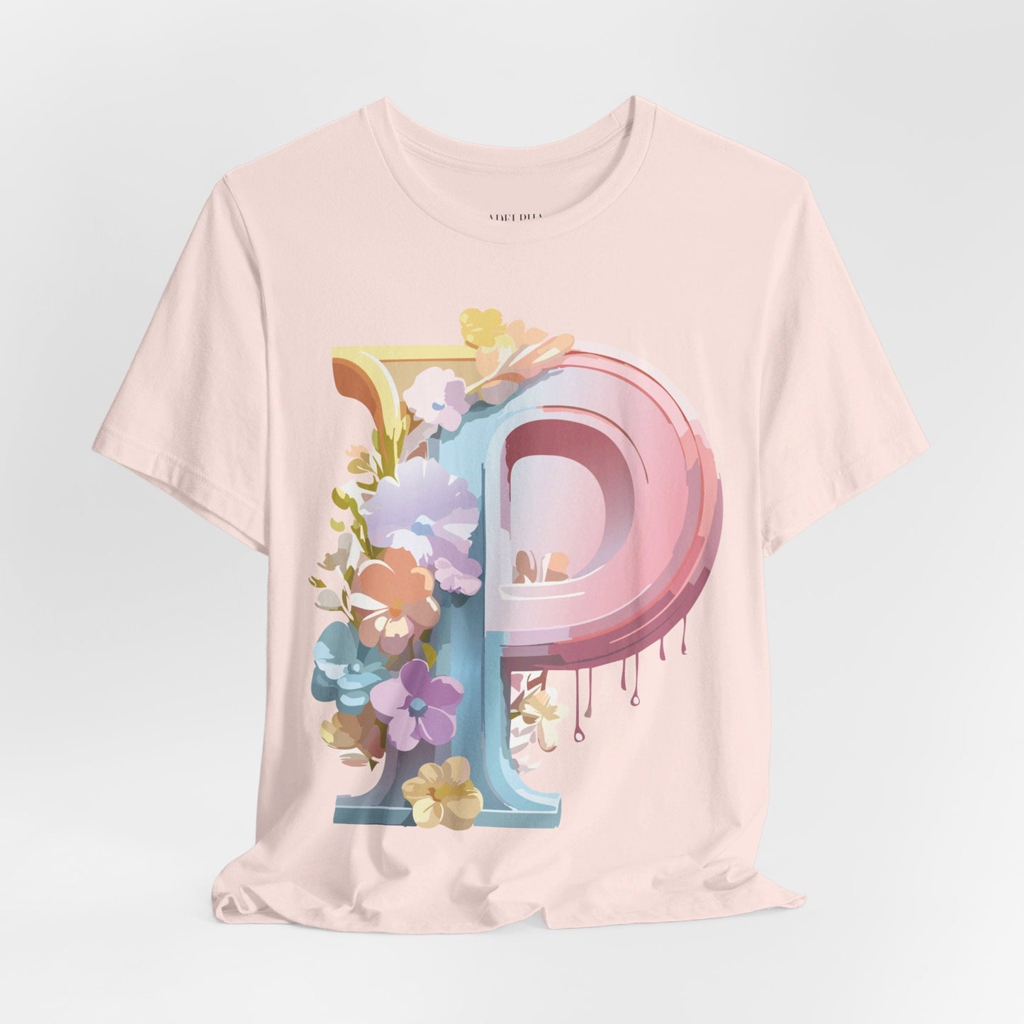 Adelpha Letter P Graphic Tee Unisex Vintage Inspired Art Design Jersey Short Sleeve Shirt