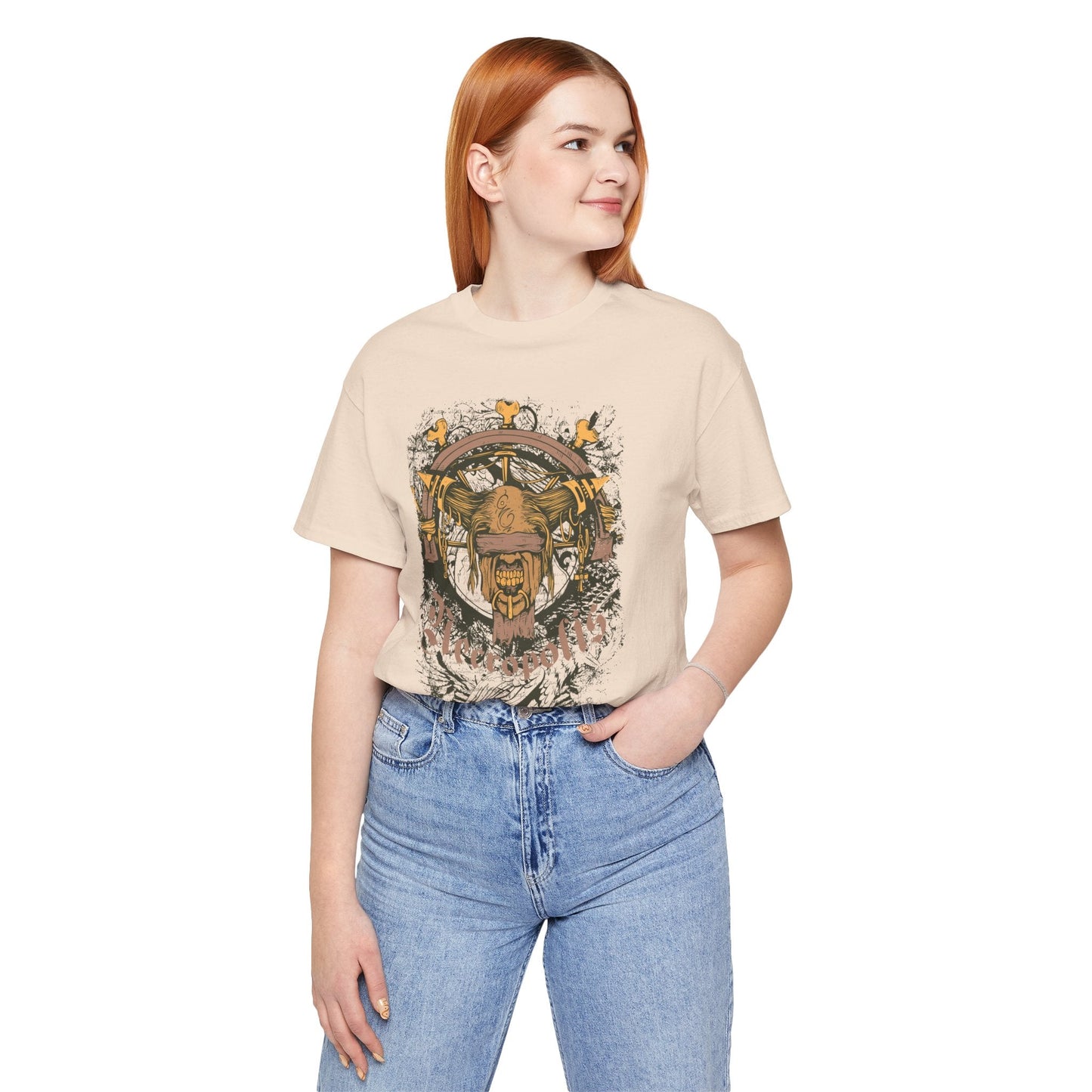 Skull Nordic Warrior Graphic Unisex Cotton T-Shirt r12