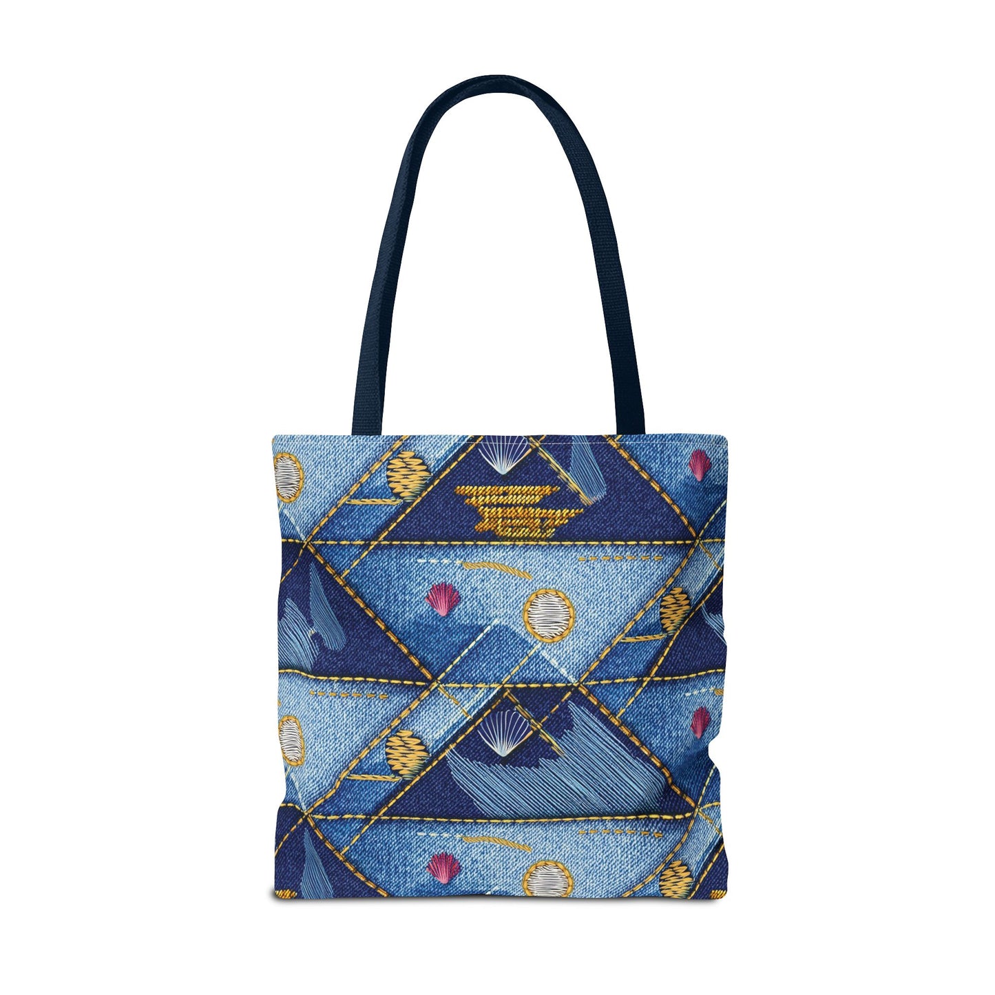 Denim Fabric Imitation Print Unisex Canvas Bag Poly Spun 3 Sizes Tote Bag 182-23