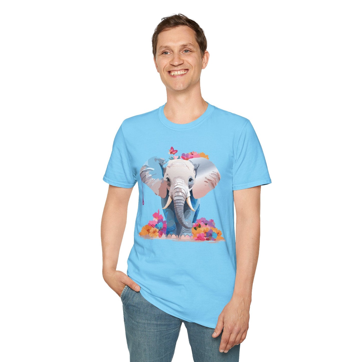 Elephant T Shirt Unisex Softstyle 64000 Graphic Elephant Illustration Animal Tee For Everyday Wear