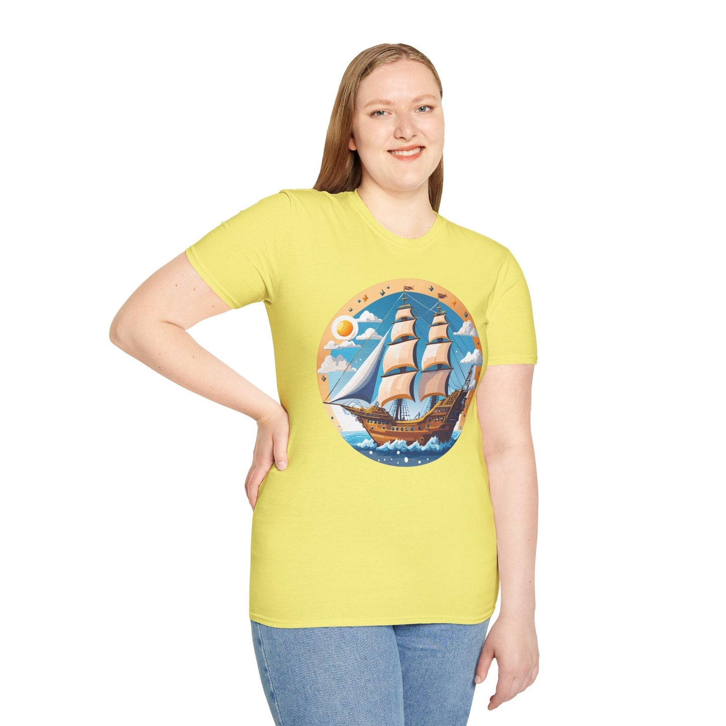 Unisex Nautical Frigate Ship T Shirt Vessel Tee Gildan Softstyle 64000 100 Percent Ring Spun Cotton