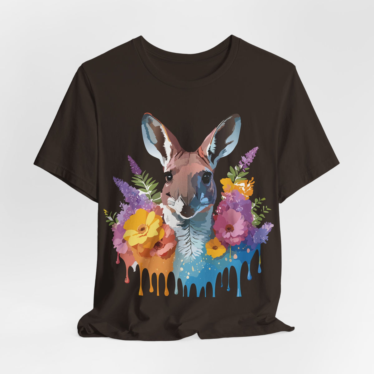 Kangaroo Graphic Unisex Cotton Bella+Canvas Tee with Art Animal Design e37