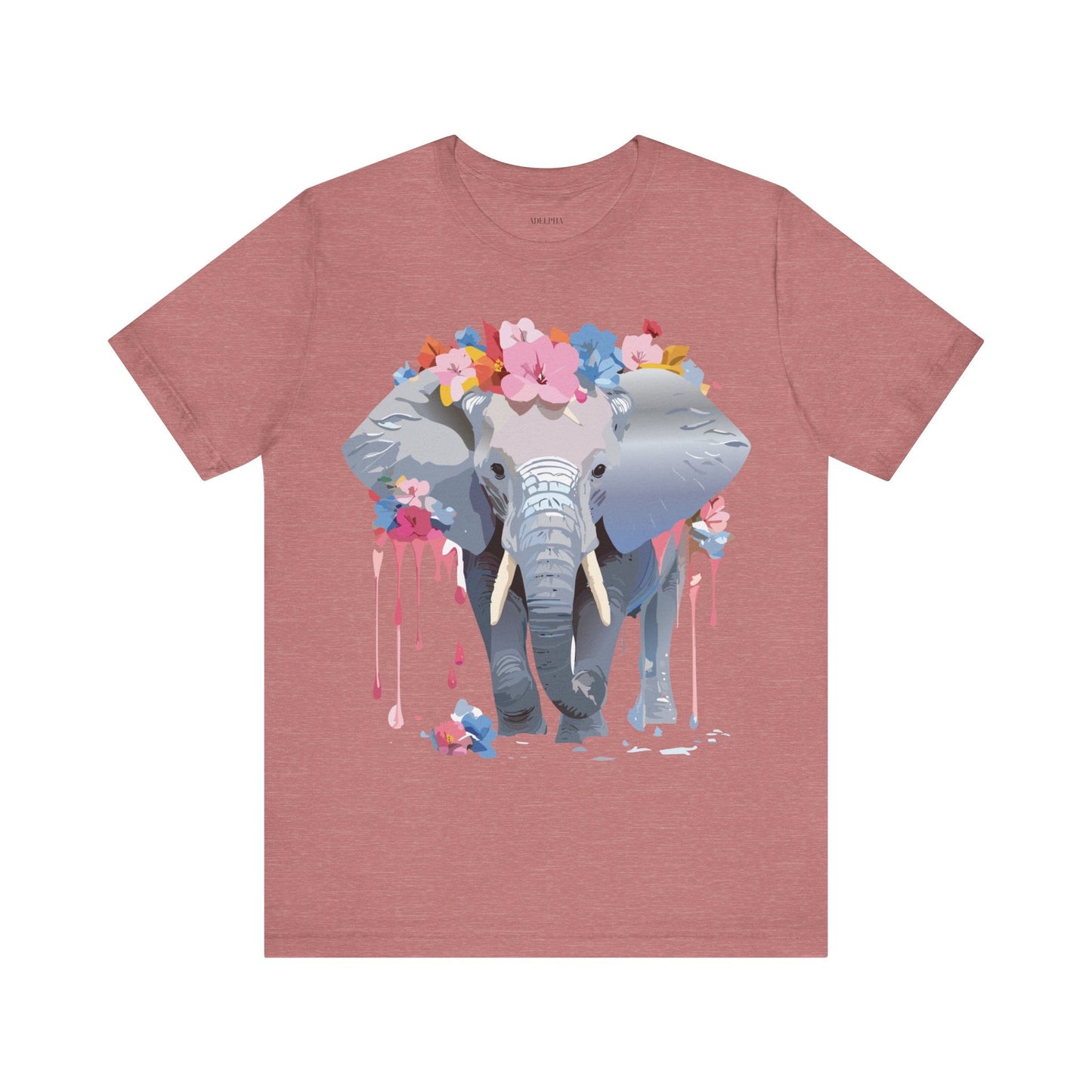 Elephant Graphic Tee Unisex Short Sleeve Jersey With Vintage Inspired Adelpha Artwork