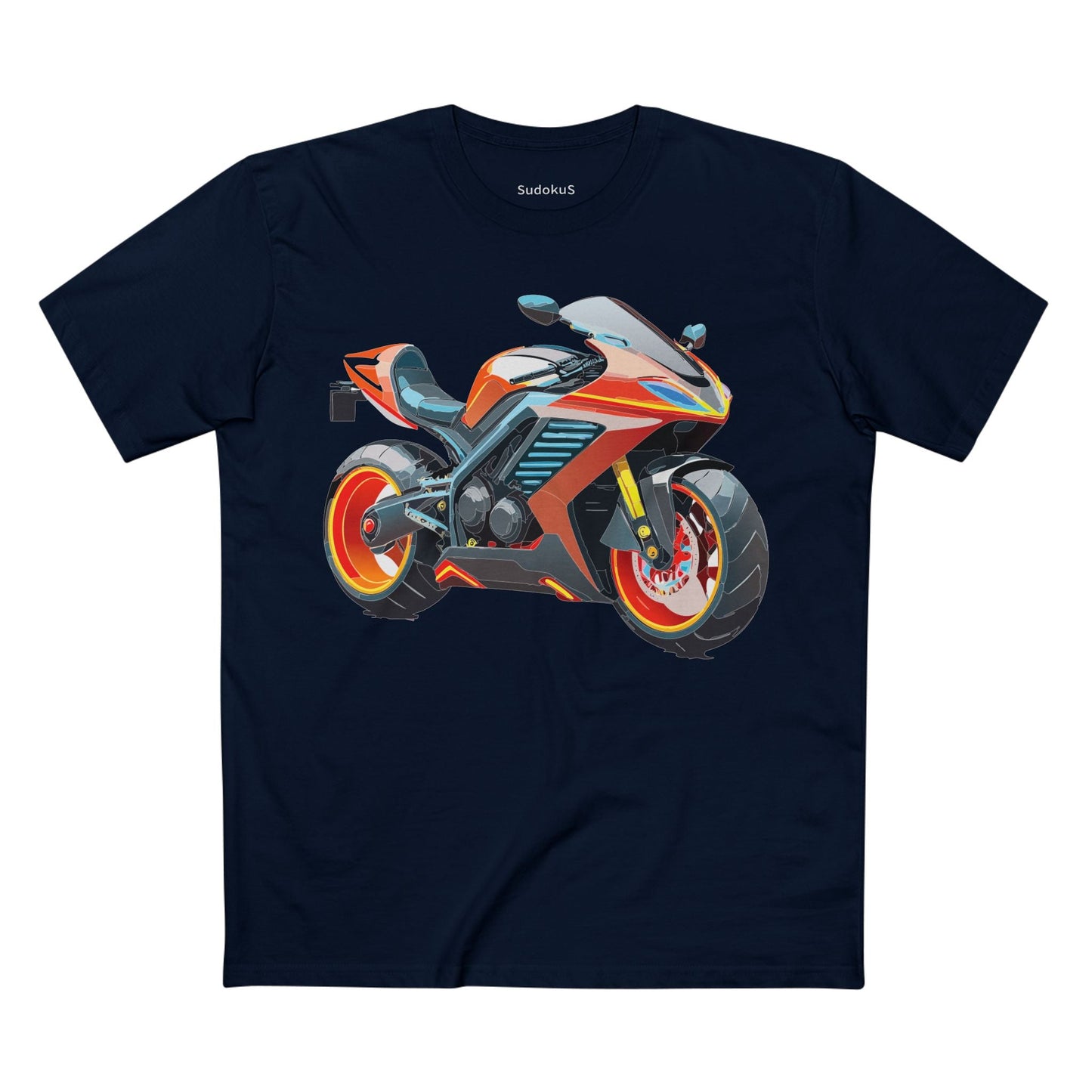 Moto Bike Graphic Unisex 100 Cotton Staple Tee 32