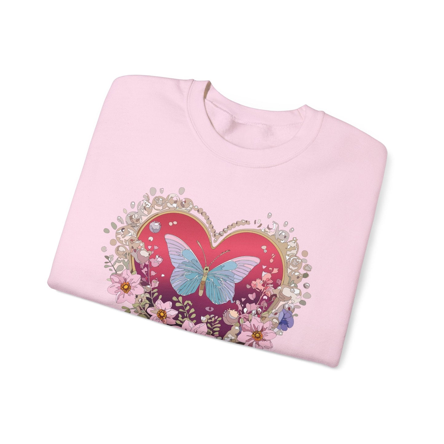 Floral Heart Sweatshirt For Valentines Day Unisex Floral Love Crewneck Sweatshirt