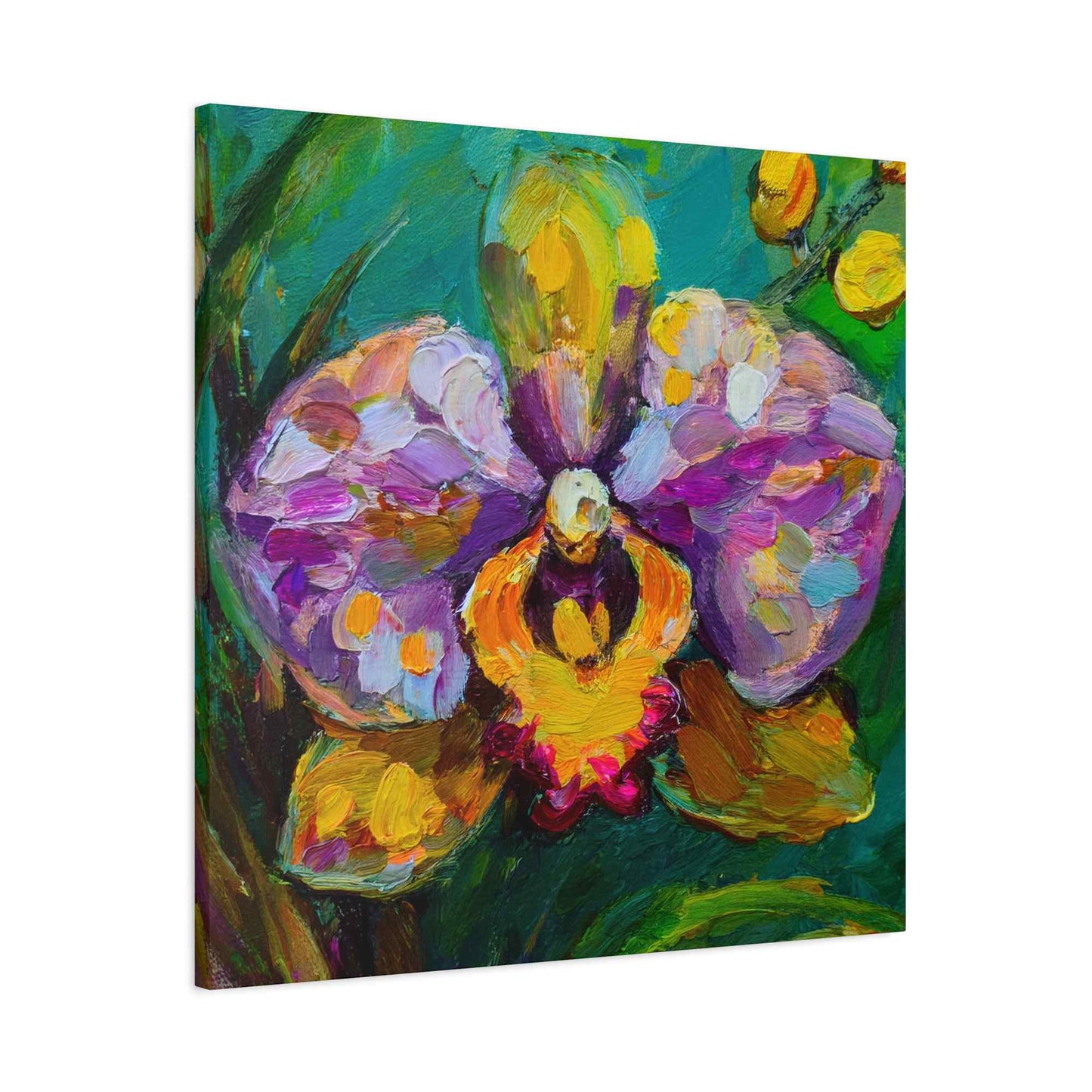 Purple Orchid Print Canvas, Floral Oil Paint Print 20x20, 24x24, 30x30, 32x32, 36x36 Art Design Pine-Wood Inner Frame MC-131