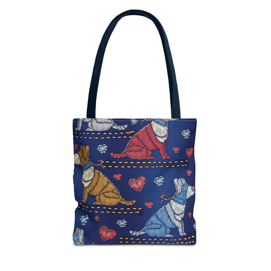 Love Day Graphic Design Denim Fabric Imitation Print Unisex Canvas Bag POLY 3 Sizes Tote Bag 201-14