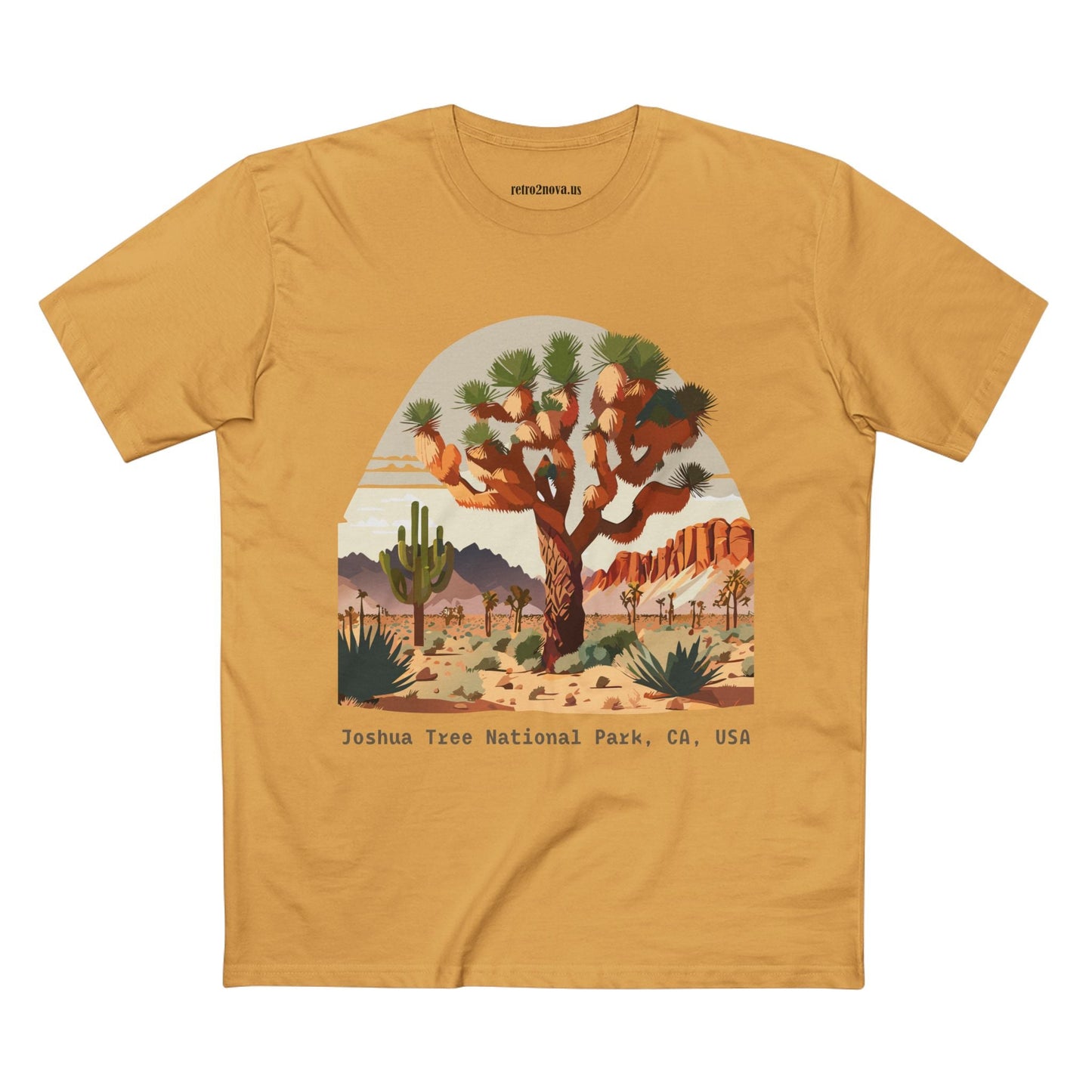 Joshua Tree Travel Shirt Unisex Premium Cotton Tee With Original Art Design Retro2Nova