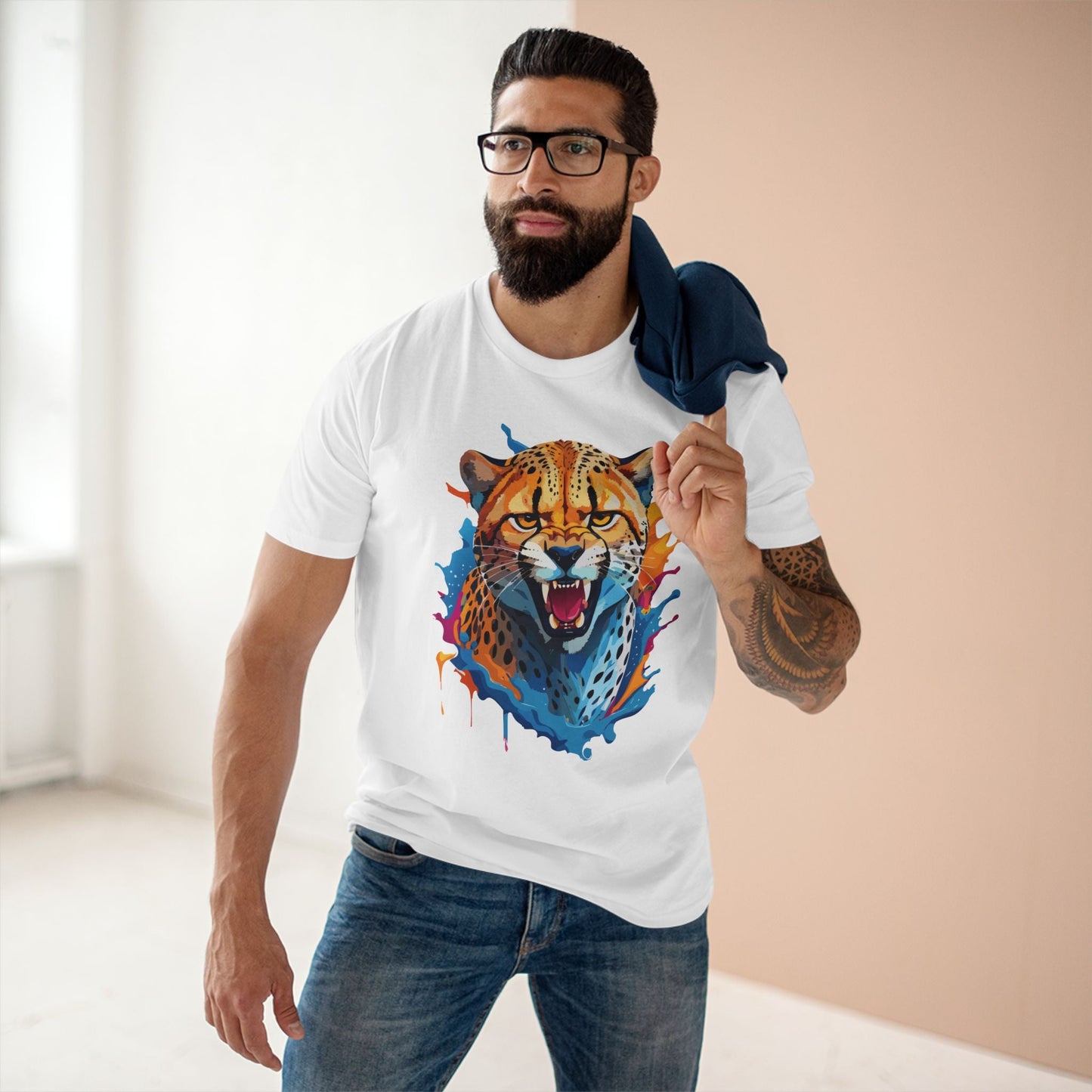 Cheetah Graphic Unisex 100 Cotton Staple Tee with Animal Design Artwork 24