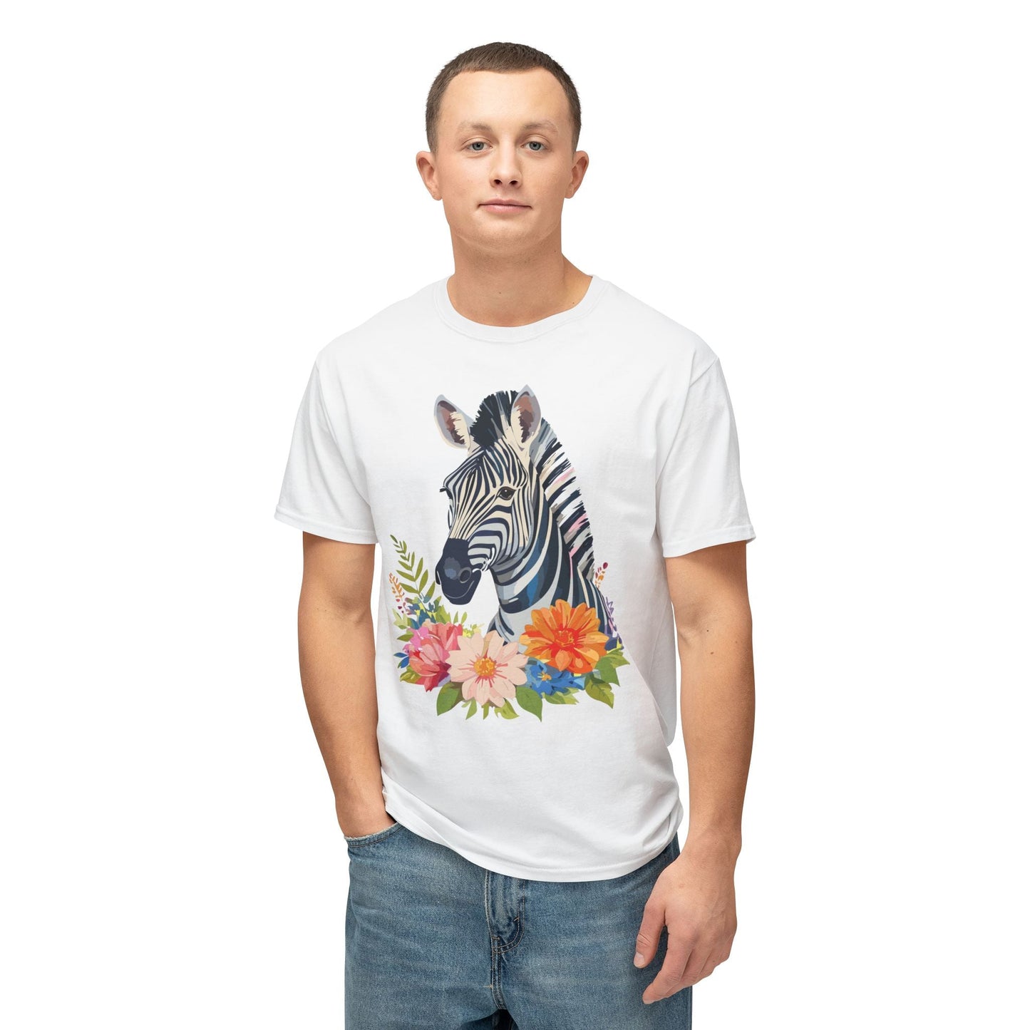 Unisex Zebra Art T Shirt With Full Color Print 100 Percent Cotton Jersey Tee Premium