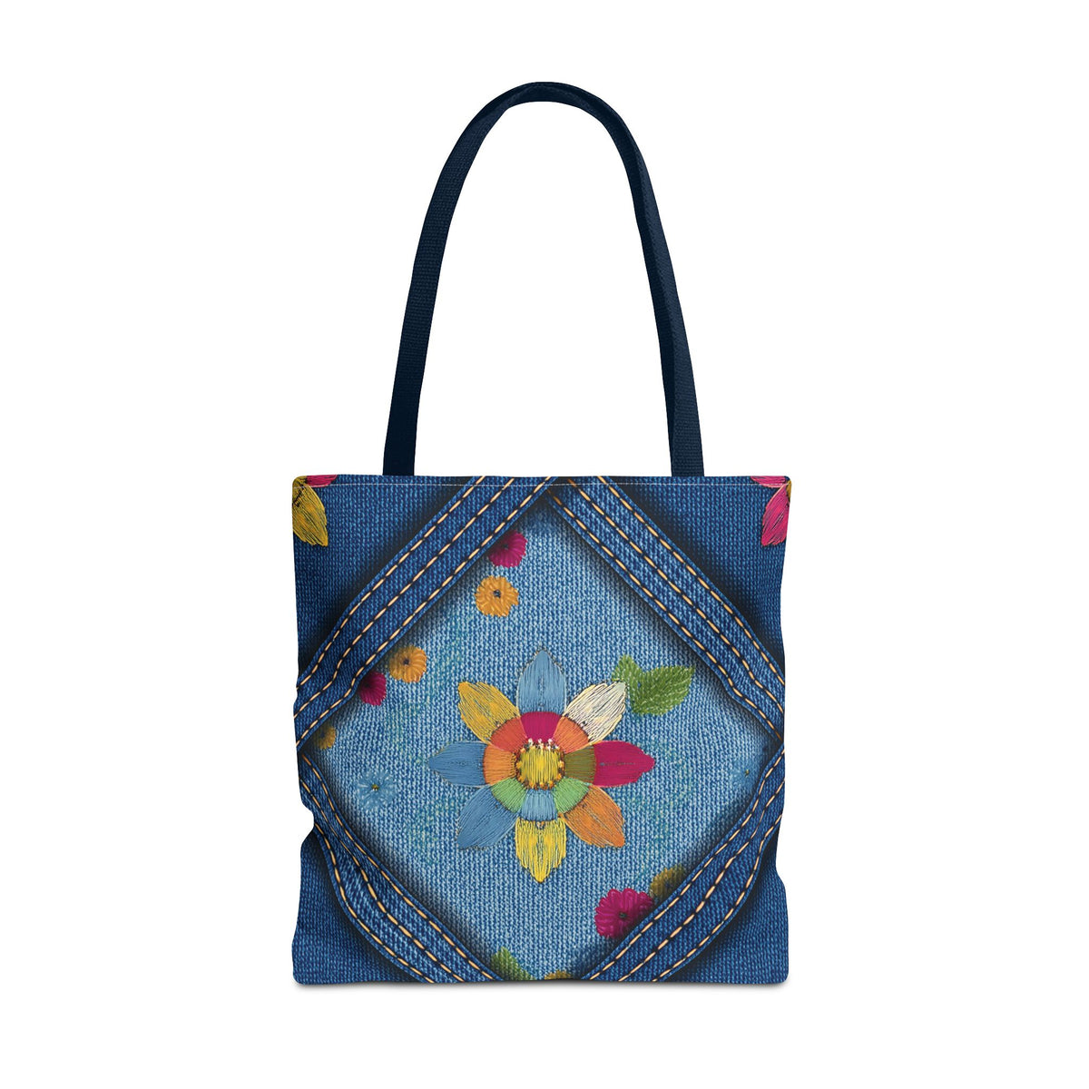 Denim Fabric Imitation Print Unisex Canvas Bag Poly Spun 3 Sizes Tote Bag 161
