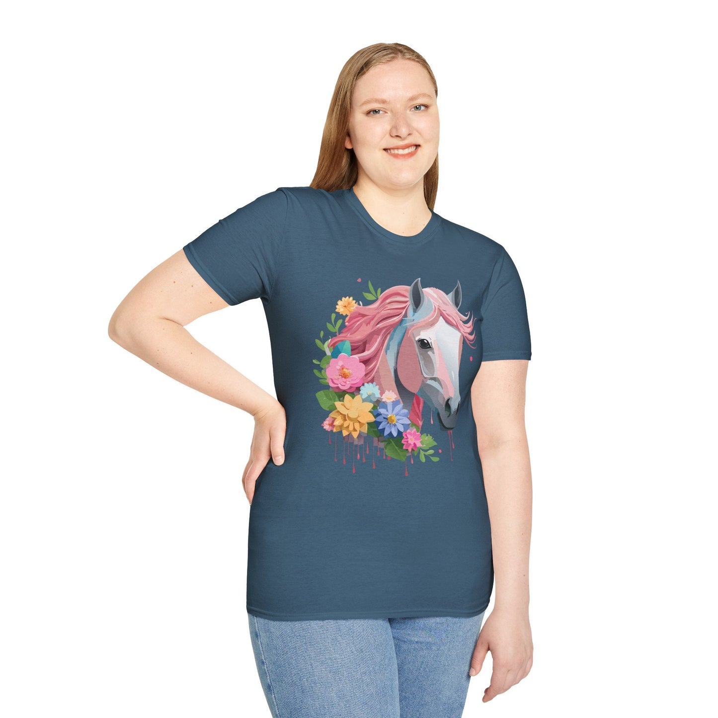 Unisex Horse Shirt Softstyle Cotton Tee With Animal Print Design