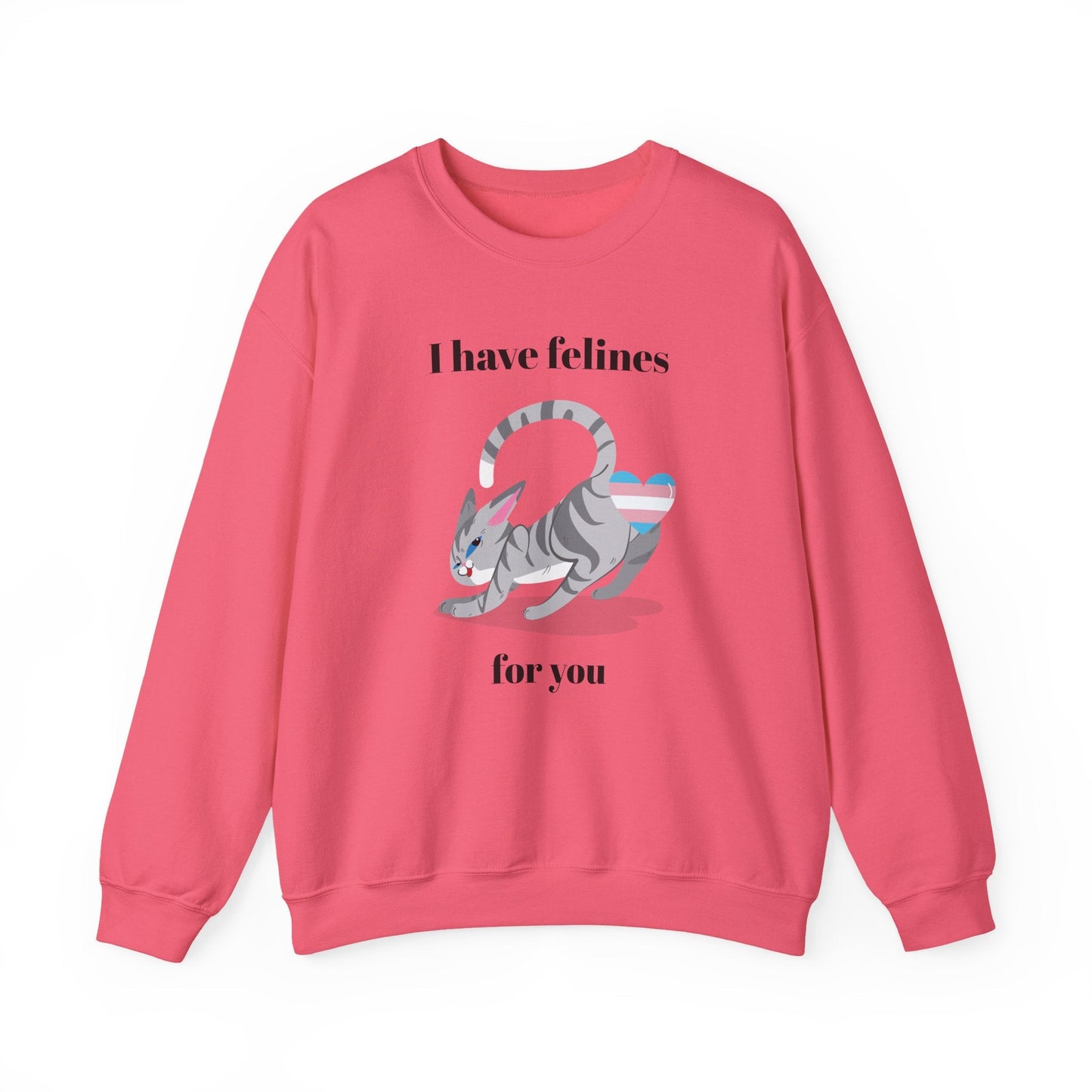 Cat Heart Sweatshirt Unisex Valentine Design 50 50 Cotton Poly Gildan 18000 Crewneck