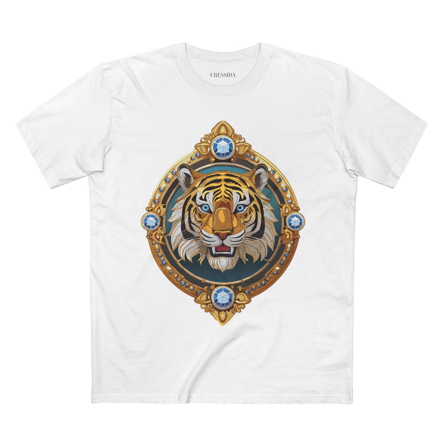 Tiger Graphic Unisex 100 Cotton Tee With Unique Animal Golden Medallion Art Design 6