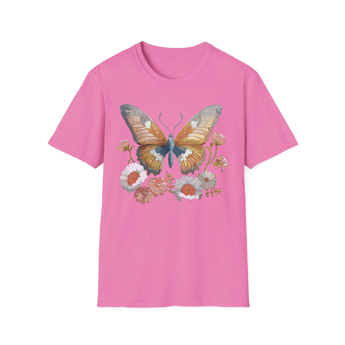 Butterfly Floral Watercolor Wings Graphic Design Unisex 100 Cotton Gildan T-Shirt