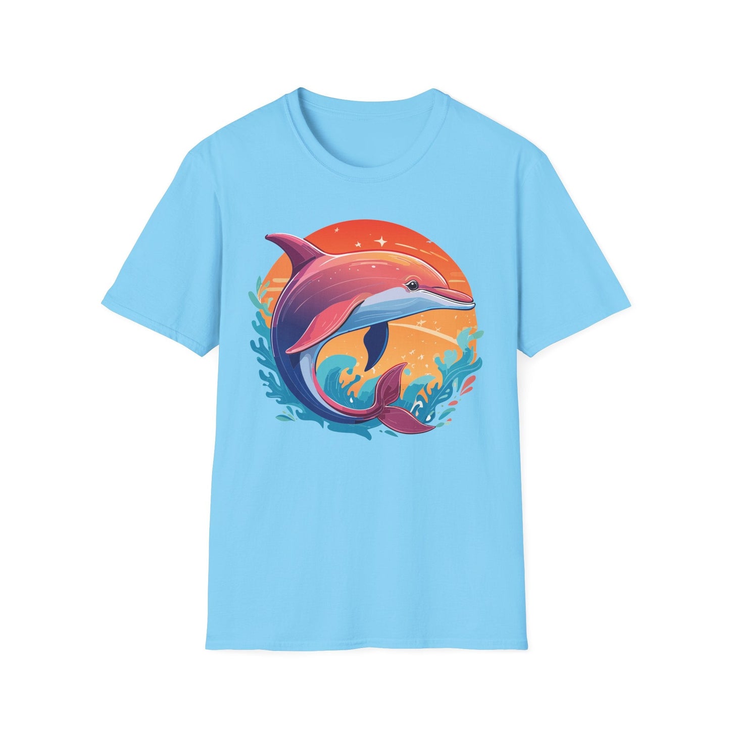 Dolphin Shirt Unisex Tee 100 Percent Ring Spun Cotton Softstyle Gildan 64000 Comfort Fit