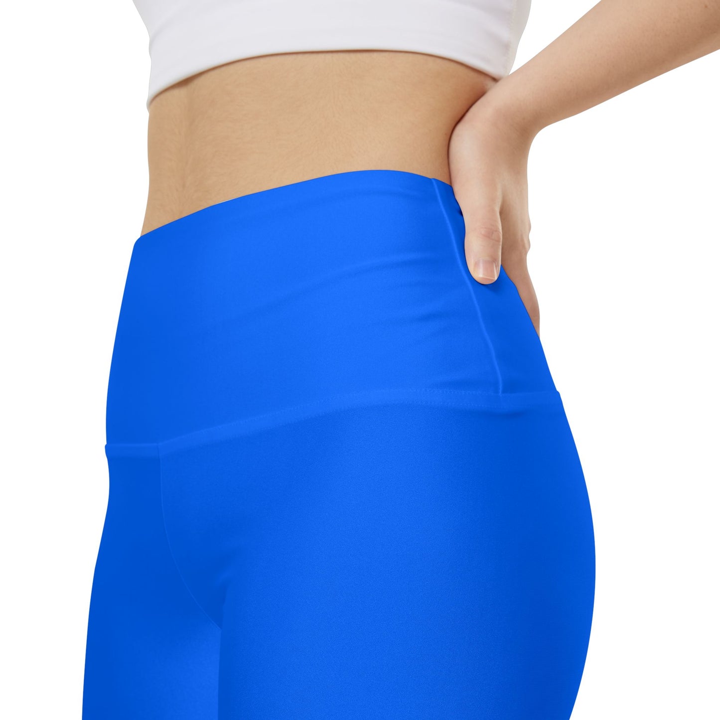 Digital Blue Women's Workout Shorts — Solid High-Waist Biker Shorts for Exercise & Everyday Wear