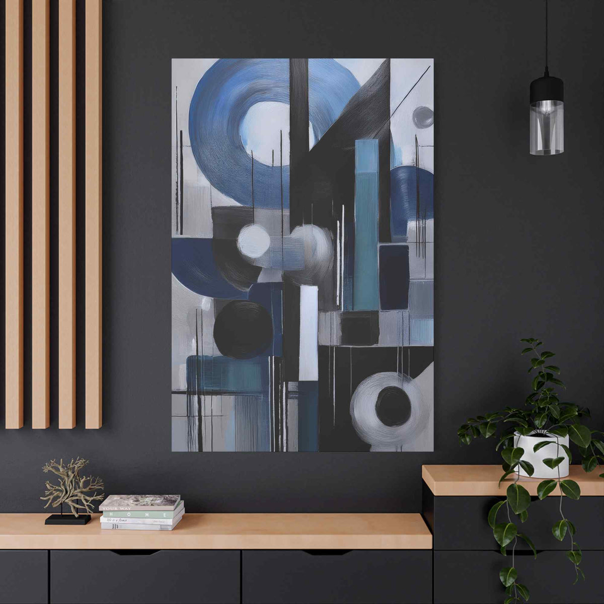 Blue Abstract Painting Print Canvas 20x24,20x30,24x30, 24x32,24x36,30x40, 32x48,36x48,40x60 Pine-Wood Inner Frame ABS-28