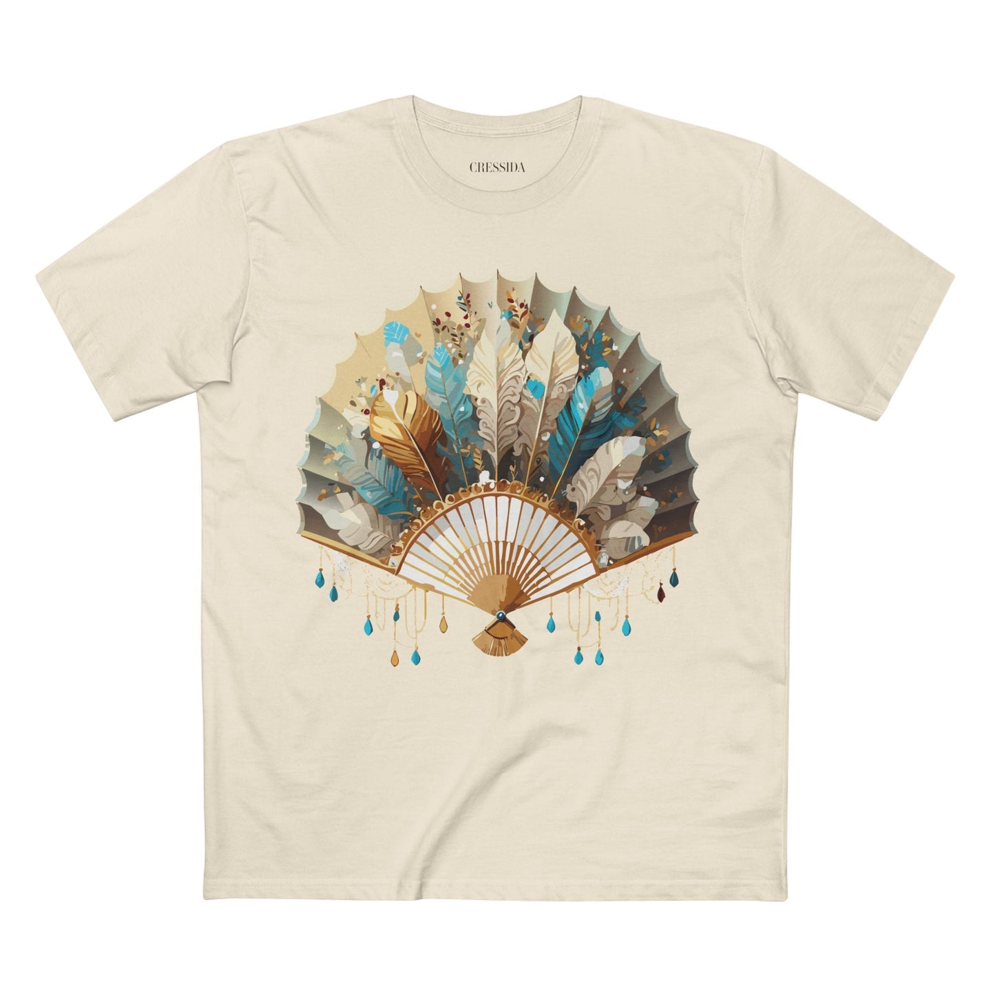 Antique Fan Graphic Design T-Shirt Unisex 100 Cotton Floral Carnival Artwork Tee 9