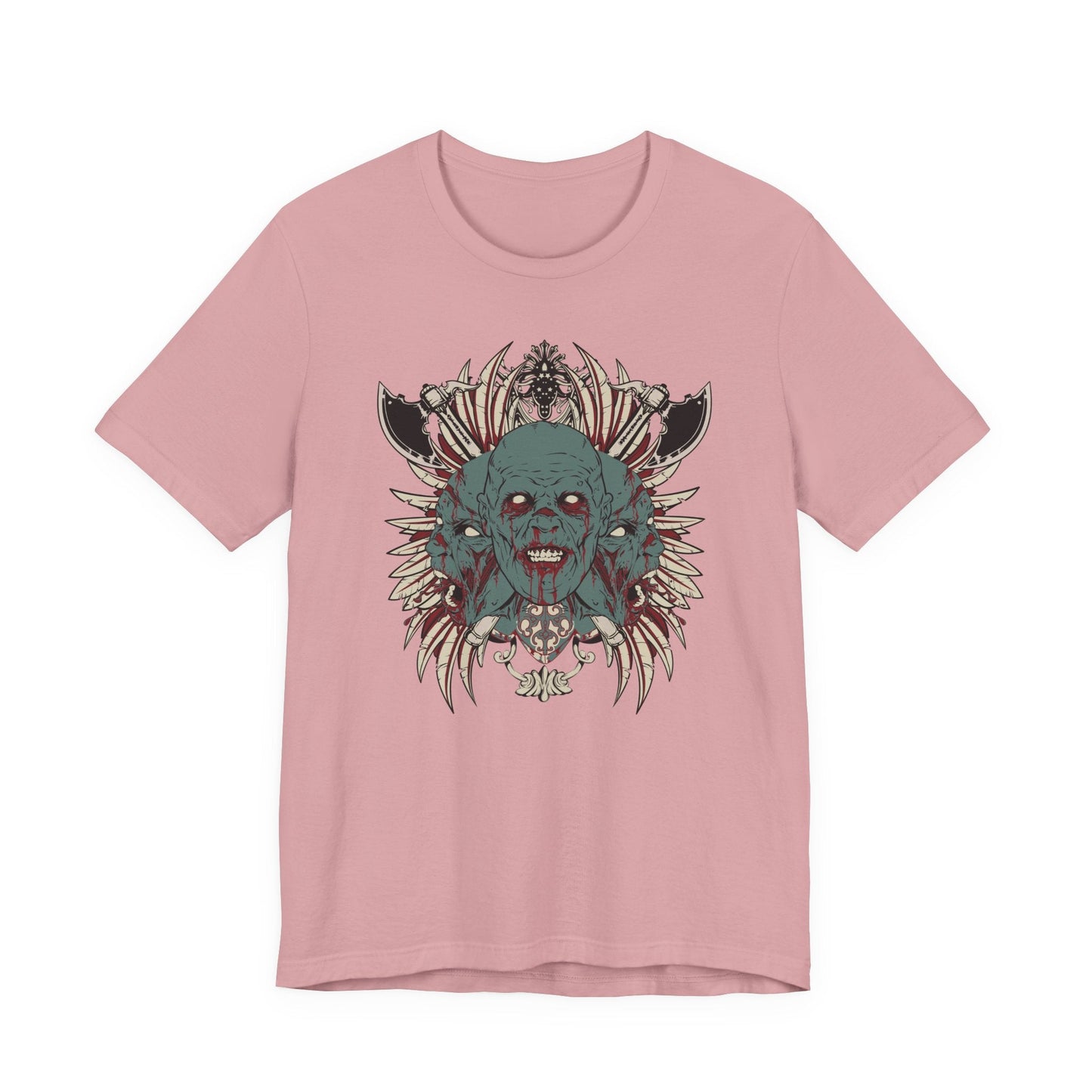 Zombie Skull Mandala T-Shirt Horror Graphic Tee, Gothic Skull Art-54-2