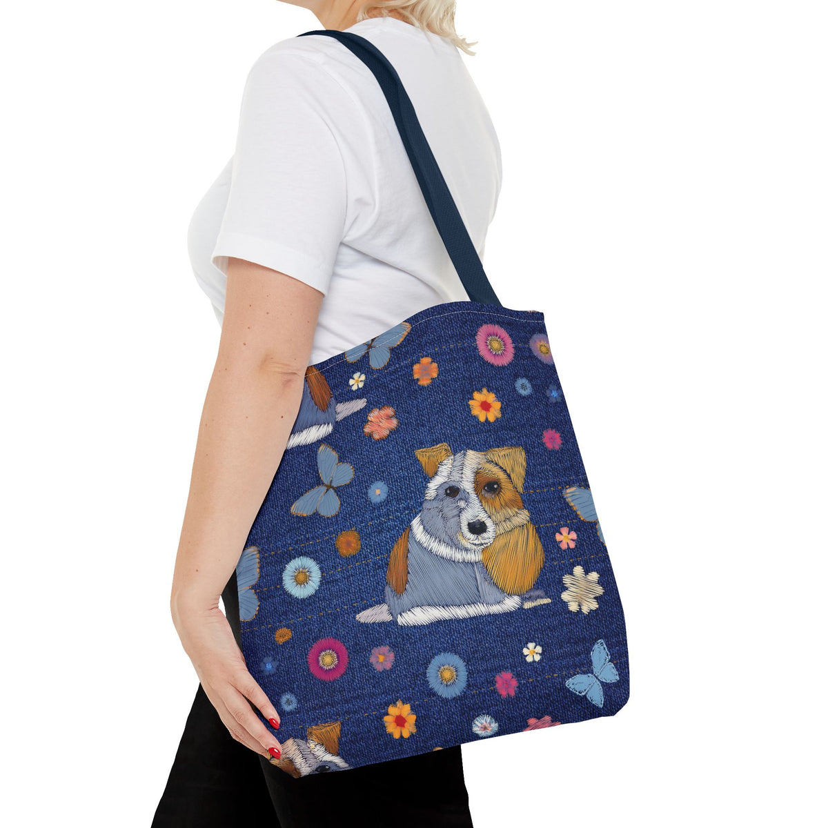 Denim Fabric Imitation Print Unisex Canvas Bag Poly Spun 3 Sizes Tote Bag 191