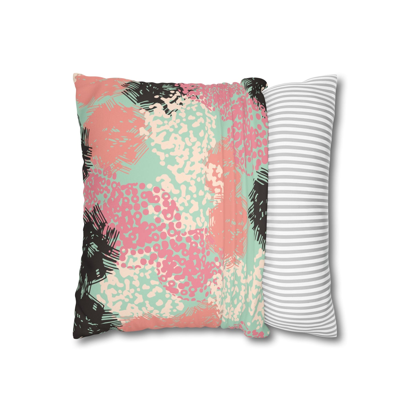 Faux Suede Pillowcase with Abstract print