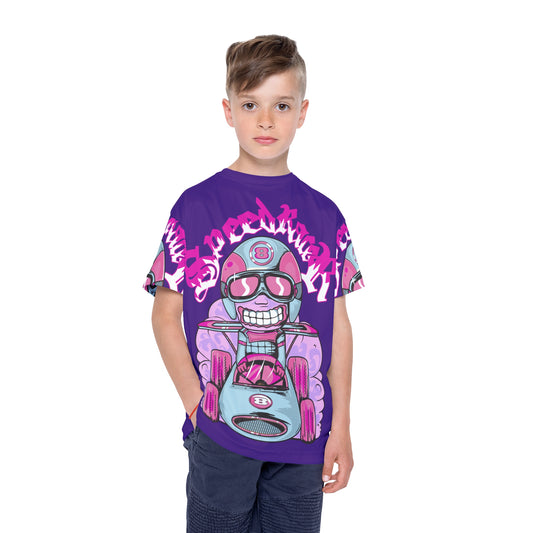 Racing Speedwagon Kids Shirt, Cartoon Go-Kart Graphic Kids T-Shirt, Kids Art Design Print Jersey