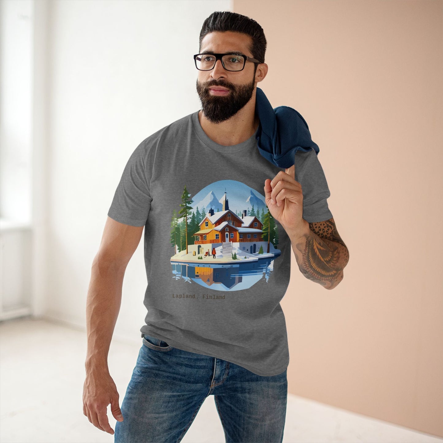 Lapland Travel Shirt Unisex Premium Cotton Tee With Original Art Design Retro2Nova