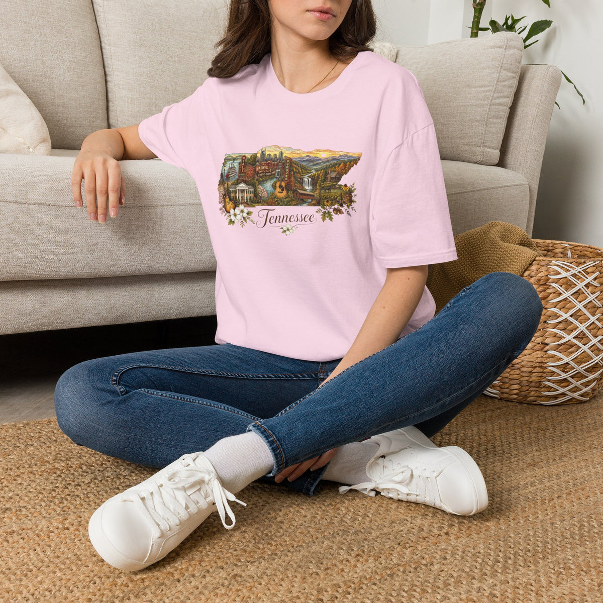 Tennessee Vintage State Map Graphic Design Unisex 100 Cotton Gildan T-Shirt