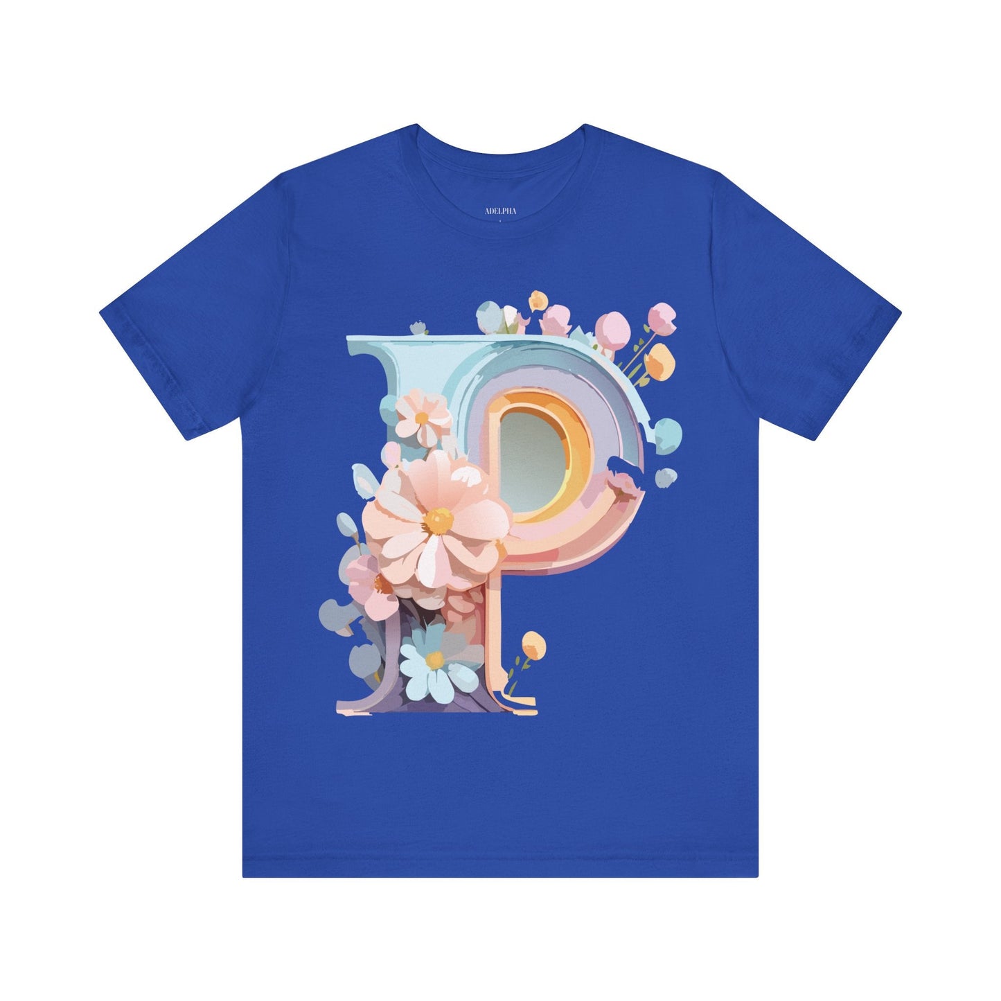 Letter P Shirt Graphic Tee Unisex Short Sleeve Vintage Inspired Art From Adelpha
