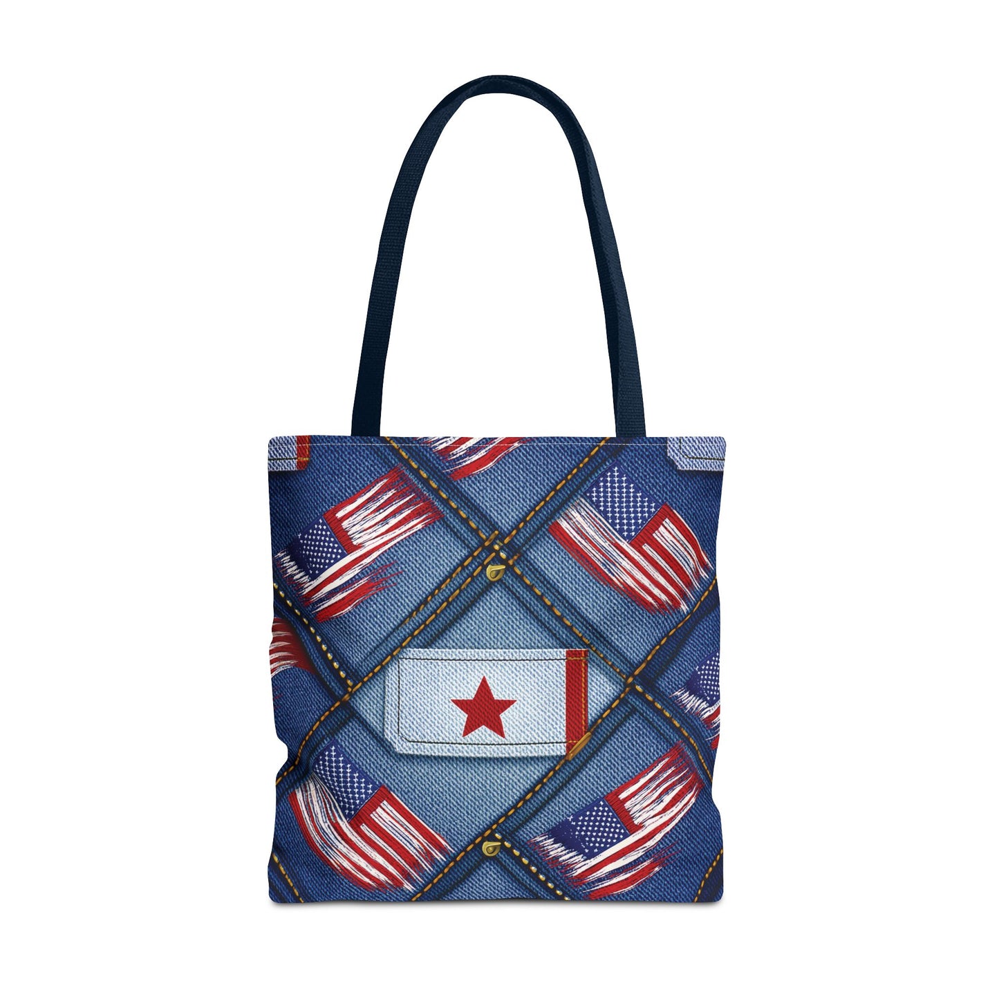 4th of July Graphic Denim Fabric Imitation Print Unisex Canvas Bag Poly Spun 3 Sizes Tote Bag 200-7