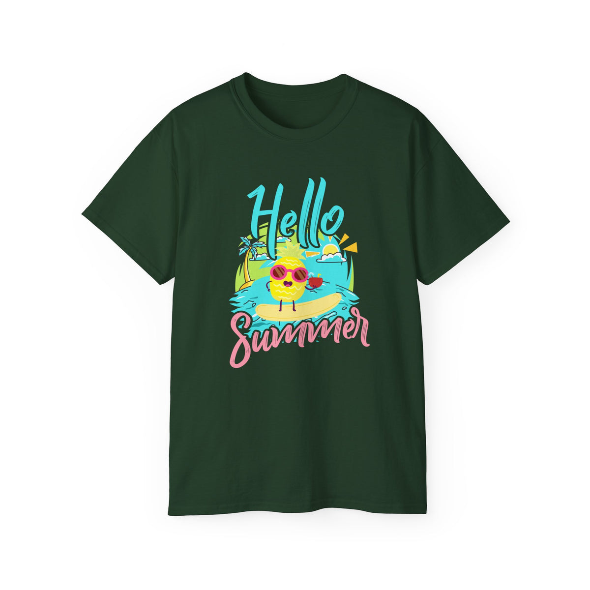 Hello Summer chick graphic Tee | Summer beach sun illustration