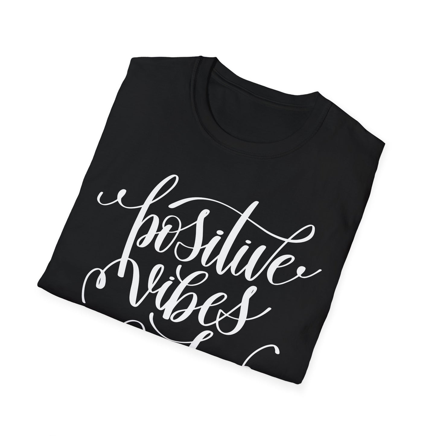 Positive Vibes Only T-Shirt Unisex Cotton Short Sleeves Handlettered Inspirational Tee