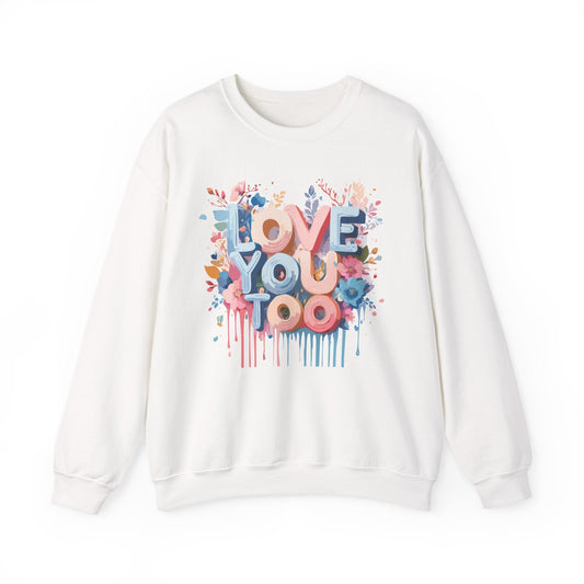 Floral Love Sweatshirt Unisex Valentine Day Crewneck 50 50 Cotton Polyester Cozy Warm Heavy Blend