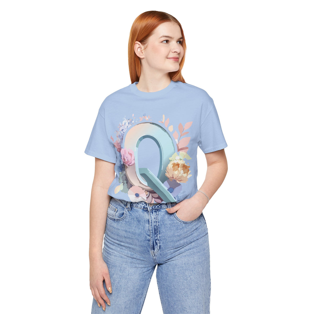 Letter Q Graphic Unisex Cotton Bella+Canvas Tee with Art Letter Design