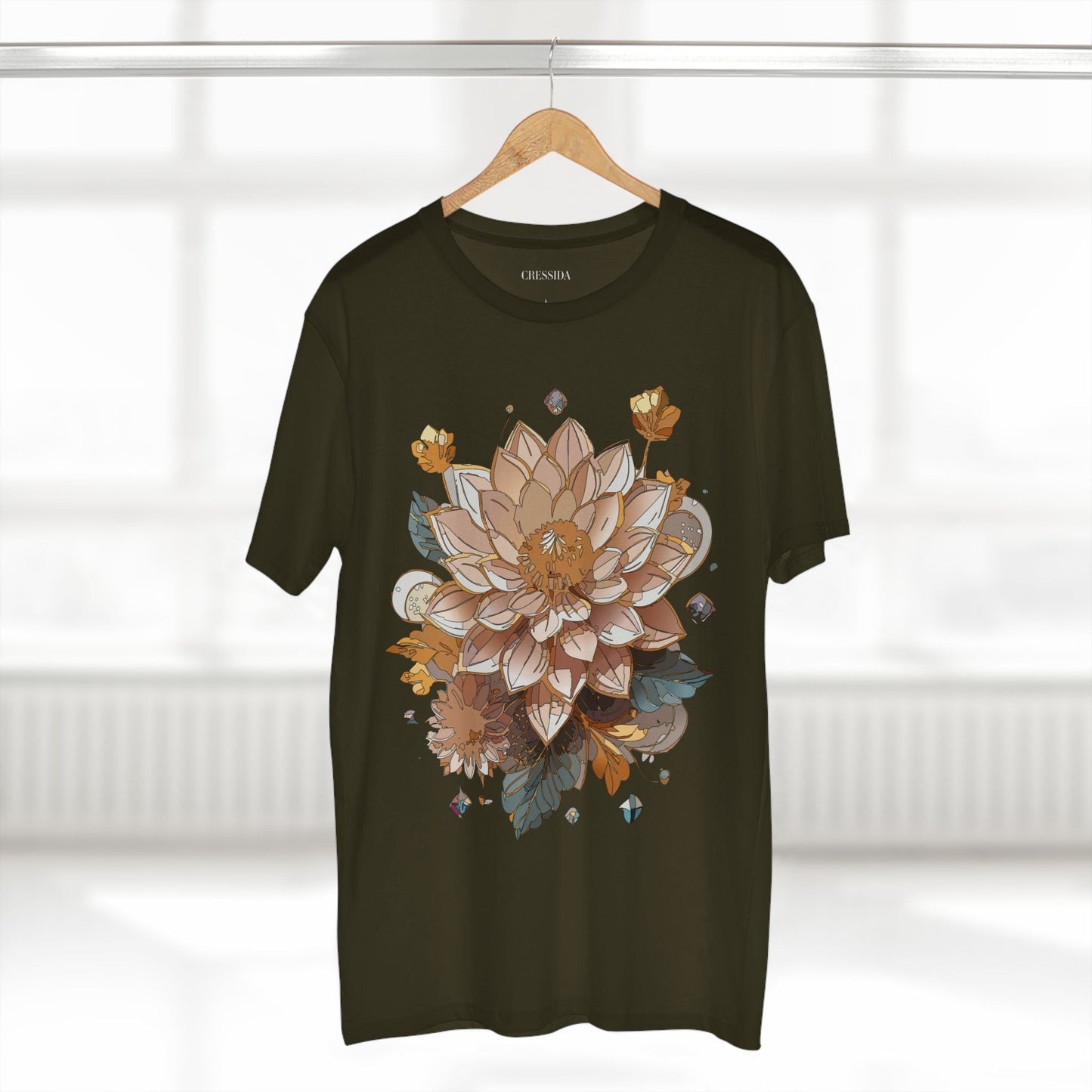 Floral Graphic T-Shirt Unisex 100 Cotton Art Design with Antique Flowers Tee 9