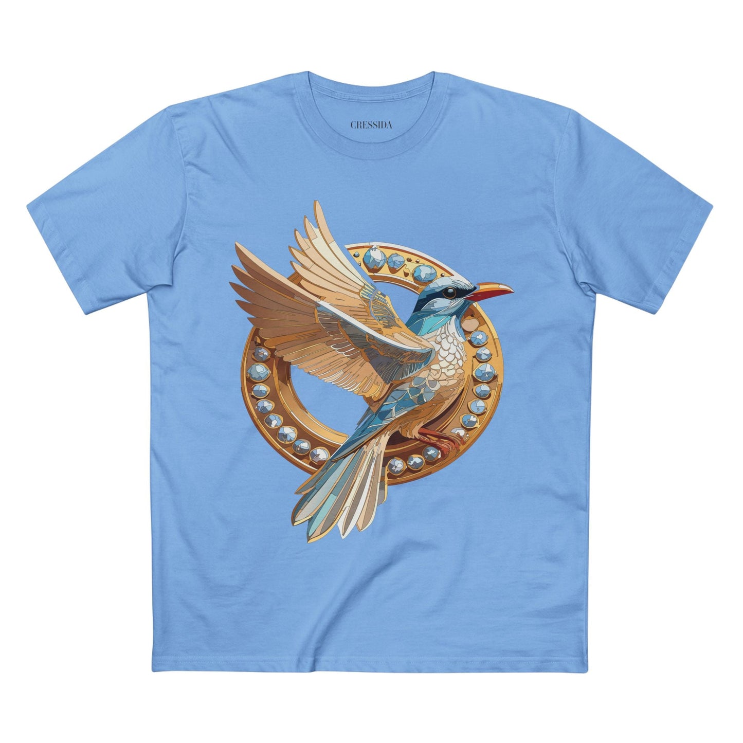 Bird Graphic Unisex 100 Cotton Tee With Unique Animal Golden Medallion Art Design 20