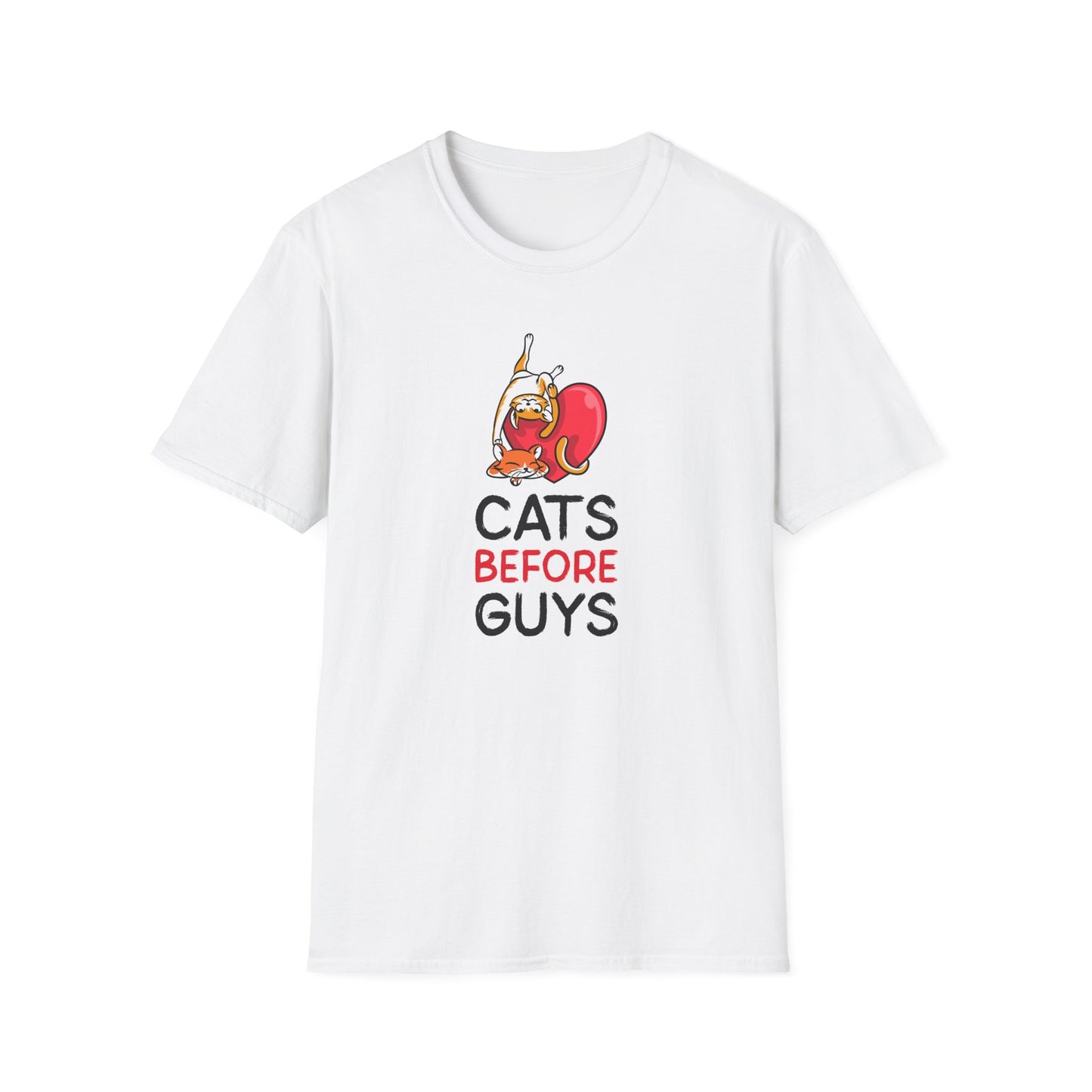 Cat Heart T-Shirt, T-Shirt with Love, Valentine Day Tees with Animals, Unisex Cotton Tee with Art Design 33