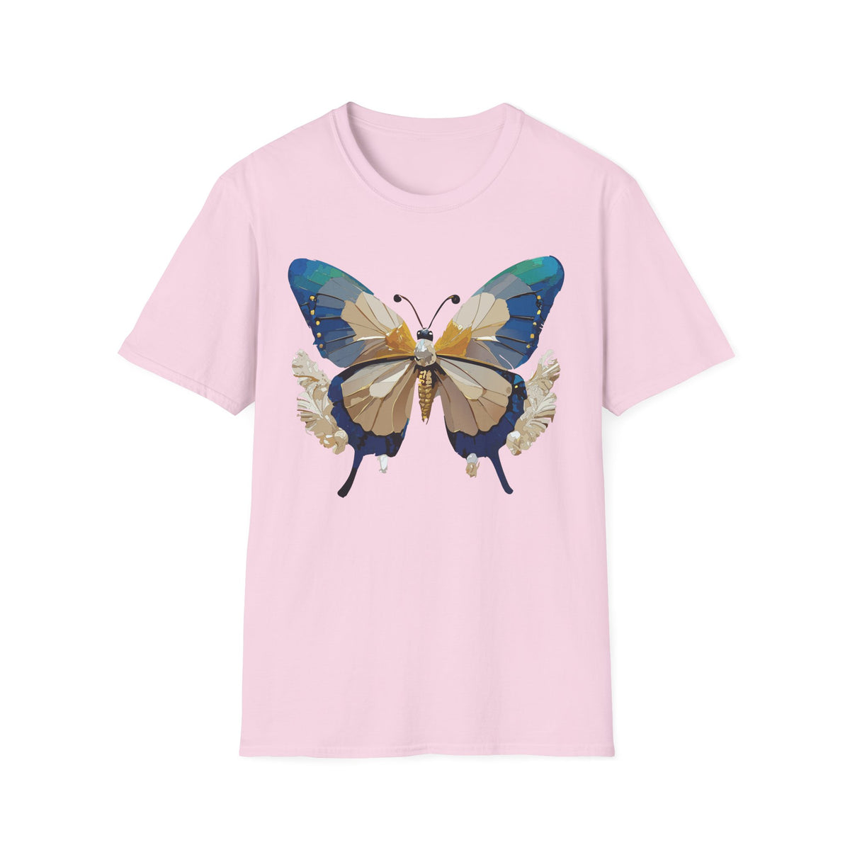 Butterfly Graphic T-Shirt — Earth Tone Floral Wing Design Graphic Tee Unisex 100 Cotton Gildan T-Shirt
