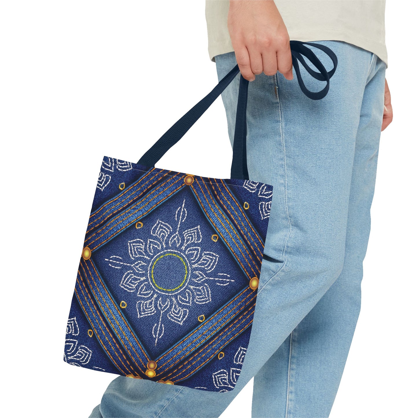 DIWALI DENIM PRINT CANVAS BAG HIGH-QUALITY 100% SPUN POLY 3 SIZES BAG-205-6