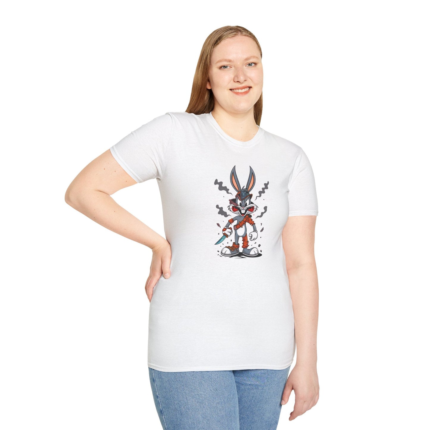 Bugs Bunny T Shirt 100 Percent Ring Spun Cotton Gildan Softstyle Unisex Cartoon Graphic Design