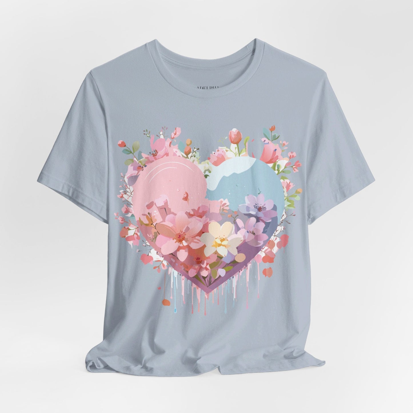 Valentine Day Graphic Unisex 100 Cotton Vintage Artwork with Love and Flower Design Tee 31